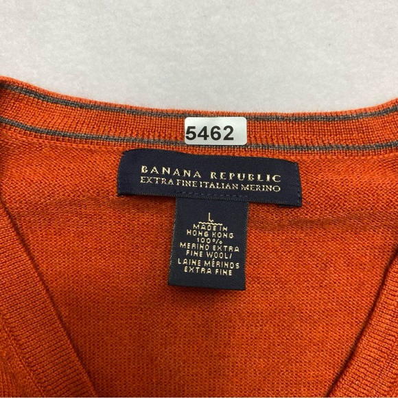 Banana Republic Extra Fine Italian Merino Sweater Men's L Burnt Orange Wool - Picture 5 of 12